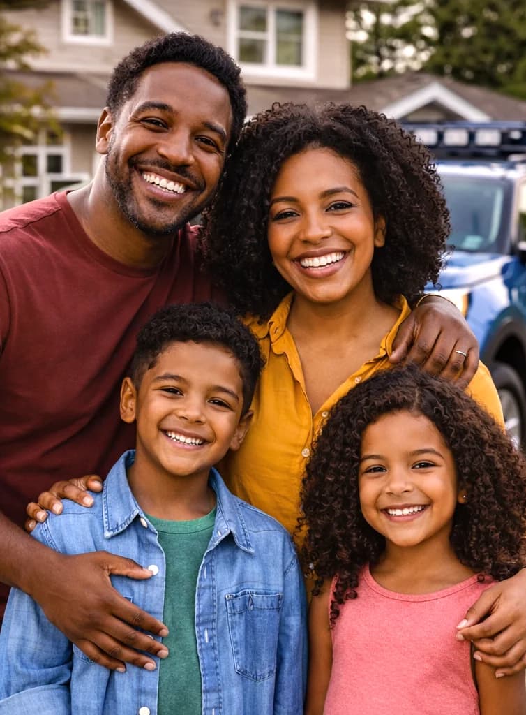 A-LA Auto Insurance customer family in Texas DFW suburb A-LA Auto Insurance customer family in Texas DFW suburb